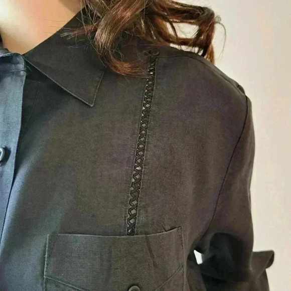 Linen BLOUSE J.M.P. Black L - Picture 7 of 10